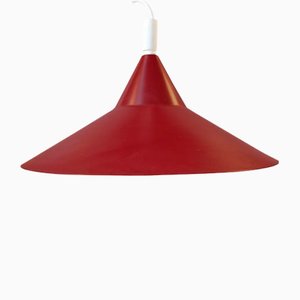 Vintage Danish Clay Red Suspension Pendant Lamp by Lyfa, 1970s