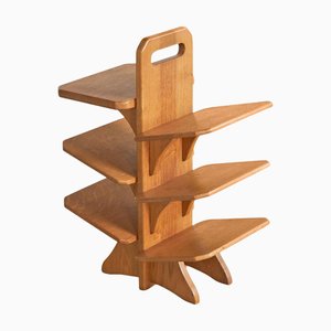 Mid-Century Magazine Stand in Oak by Guillerme Et Chambron, 1940s