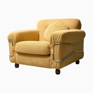 Yellow Corduroy Easy Chairs by Ceriotti, 1970s