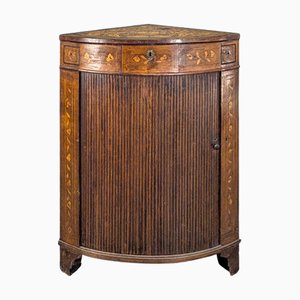 Scandinavian Brown Marquetry Corner Cabinet