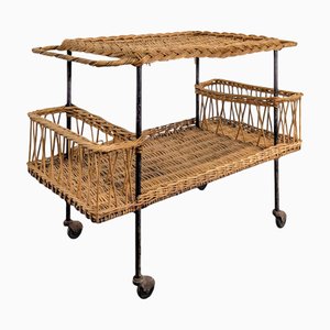 Rattan Rolling Trolley, 1960s