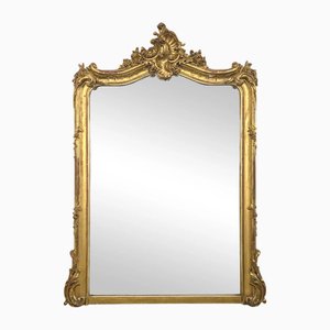 Napoleon III Louis XV Mirror in Wood and Gilded Stucco
