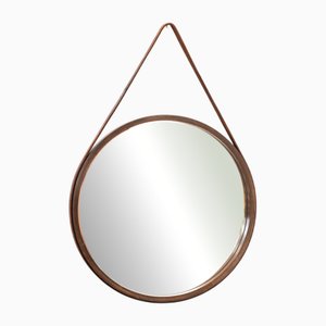 Round Mirror in Walnut