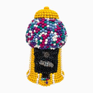 Machine à Gommes Sculpture en Mosaïque de Bonbons Sculptée à la Main en Argile Jaune