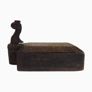 Caja de especias tallada a mano, siglo XIX, India