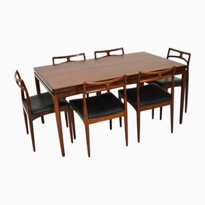 Vintage Danish Dining Table and Chairs by Johannes Andersen for Christian Linneberg, 1960, Set of 7