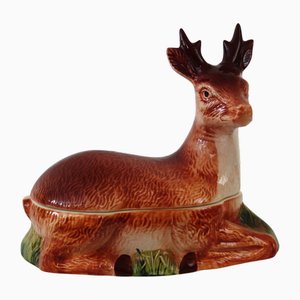 Deer Terrine in Majolica by Michel Caugant, France, 1950s