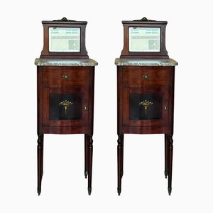 Tables de Chevet Art Nouveau en Acajou avec Plateau en Marbre, 1900s, Set de 2