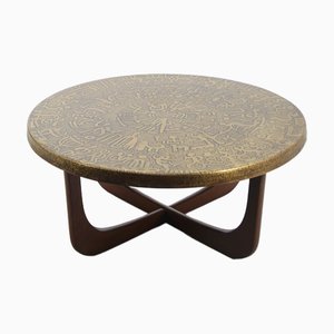 Scandinavian Coffee Table with Copper Top, 1975