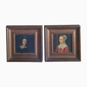 Ritratti, Dipinti ad olio su rame, con cornice, set di 2