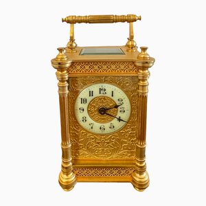 Antike französische viktorianische Vergoldete Kutschenuhr, 1860