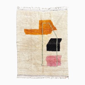 Moroccan Mrirt Berber Rug with Abstract Geometric Design Handwoven Wool, 1990s