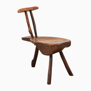 Sgabello a 3 gambe in legno con schienale