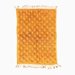 Moroccan Berber Mrirt Rug in Orange with Textured Pattern Handwoven Wool, 1990s