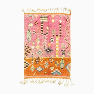 Moroccan Beni Ouarain Wool Rug in Pink, Orange & Multicolor, 1990s