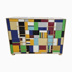 Cassettiera in vetro di Murano multicolore, anni '80