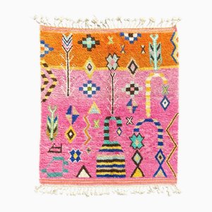 Tappeto Beni Ouarain in lana rosa, arancione e multicolore, anni '90