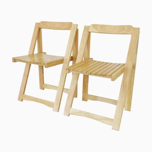 Vintage Folding Chairs in Light Wood in the style of Aldo Jacober, 1970s