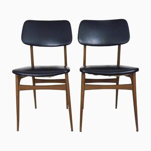 Scandinavian Chairs in Beech Wood and Skai, 1950s