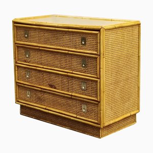 Commode en Rotin et Laiton de Dal Vera, Italie, 1970s