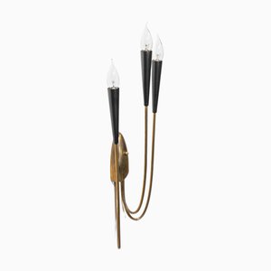 Italienische Wandleuchte aus Messing, 1950er