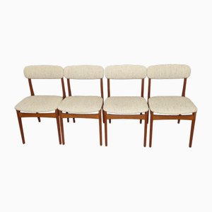 Esszimmerstühle aus Teak & Beige Wolle, 1960er, 4 . Set