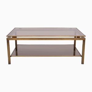 Mesa de centro francesa vintage de vidrio ahumado, 1980