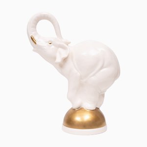 Large Ceramic Elephant on Golden Ball, 1970s