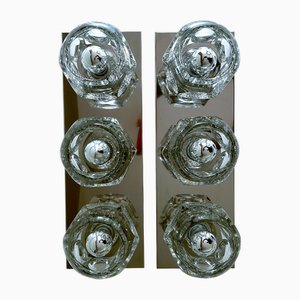 Große Vintage Glas Wandleuchten von Peill & Putzler, 1970er, 2er Set