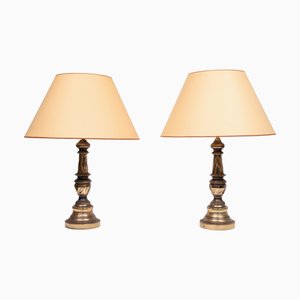 Hollywood Regency Brass Table Lamps, 1970s, Set of 2