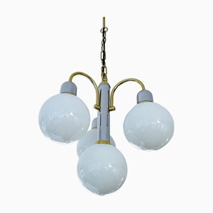 Vintage Space Age Pendant Light in Glass and Chrome attributed to Honsel, 1970s