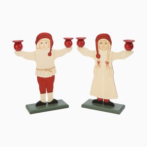 Swedish Gnome Couple Candleholders, 1960s, Set of 2