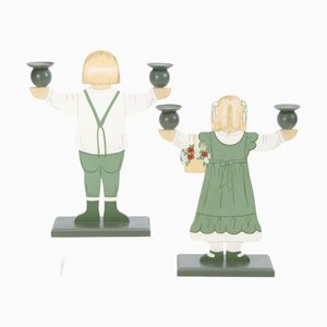 Portacandele Gnomi, Svezia, anni '60, set di 2