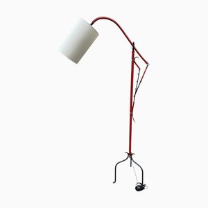 Lederbezogene Stehlampe von Jacques Adnet, 1950er