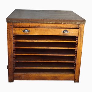 Oak Cabinet with Drawer and Sliding Shelves, 20th Century