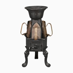 Antique French Cast Iron Laundry Stove with Five Sad Irons