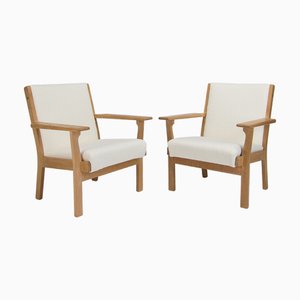 Sedie vintage in quercia e lana di Hans Wegner per Getama, Danimarca, anni '60