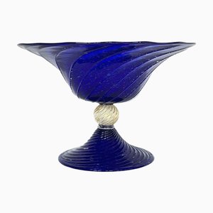 Handmade Blue Pulegoso Centerpiece with Gilt Finish, 1990s
