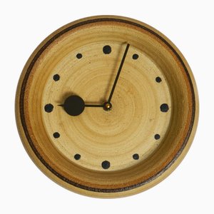 Handmade Round Ceramic Wall Clock, 1970s