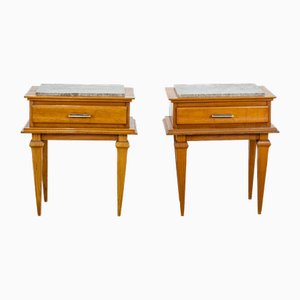 Art Deco Nachttische mit Marmorplatte, 1930er, 2er Set