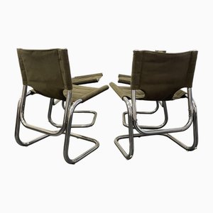 Space Age Chairs in Curved Chrome Steel, 1970s, Set of 4