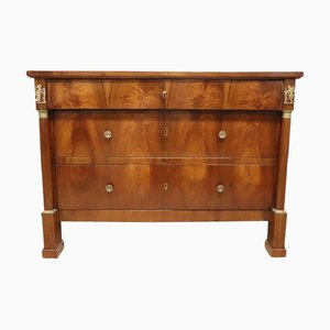 Antique Chest of Drawers in Walnut and Gilded Bronze