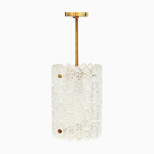 Lampada Mid-Century in vetro e ottone attribuita a Carl Fagerlund per Orrefors, Svezia, anni '60