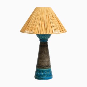 Lampada da tavolo Rimini blu in ceramica di Aldo Londi per Bitossi, Italia, anni '60