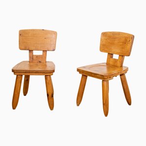 Brutalistische Stühle aus Ulmenholz, 1970er, 2er Set
