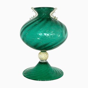 Pulegoso Green Vase with Hand-Drawn Gold Inserts, 1990s