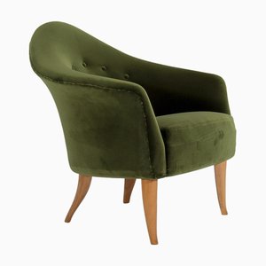 Sedia Little Adam in velluto verde di Kerstin Horlin-Holmquist per Nordiska Kompaniet, anni '50