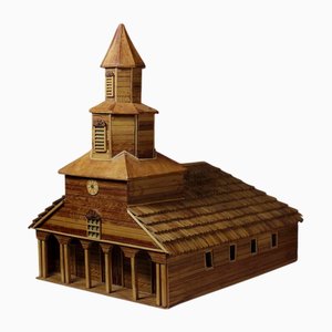Vintage Wooden Church Model by Iglesia Nercon Chiloe, Chile, 1960s