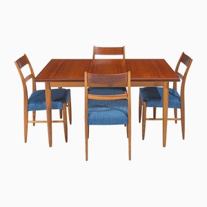 Set da pranzo vintage in teak e quercia, Danimarca, anni '50, set di 5