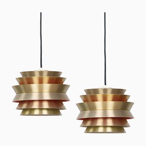 Vintage Swedish Trava Pendant Lamps by Carl Thore for Granhaga Metallindustri, 1960s, Set of 2